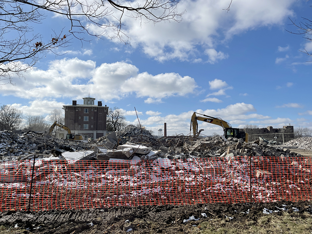 Kentucky School for the Deaf - Walker Hall Demolition-two excavators